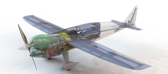 Modelagem 3D do CEA-311 Anequim, a aeronave experimental mais rápida do mundo, projetada e construída na UFMG; fonte: 